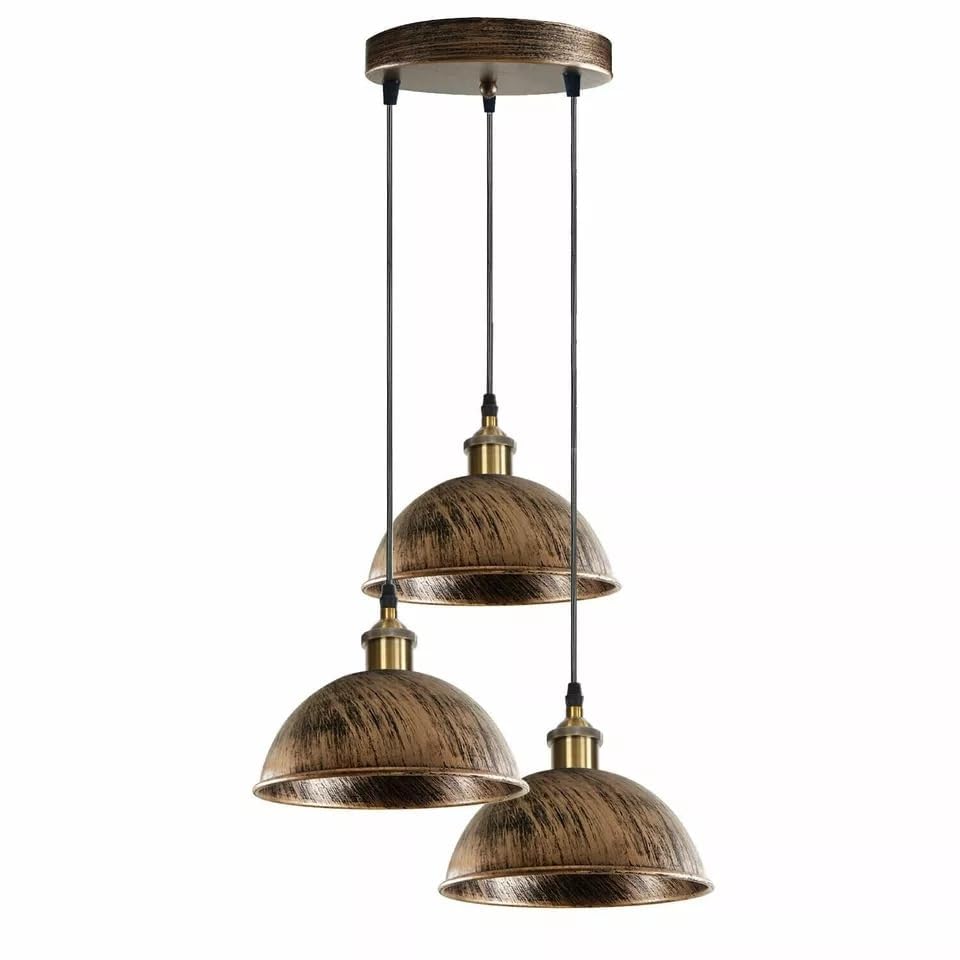 LEDSone Vintage Single Head Dome Shape Pendant Lights Industrial Suspended Ceiling Pendant Light fixtures Adjustable Hanging Light for Restaurant and Any Other Places