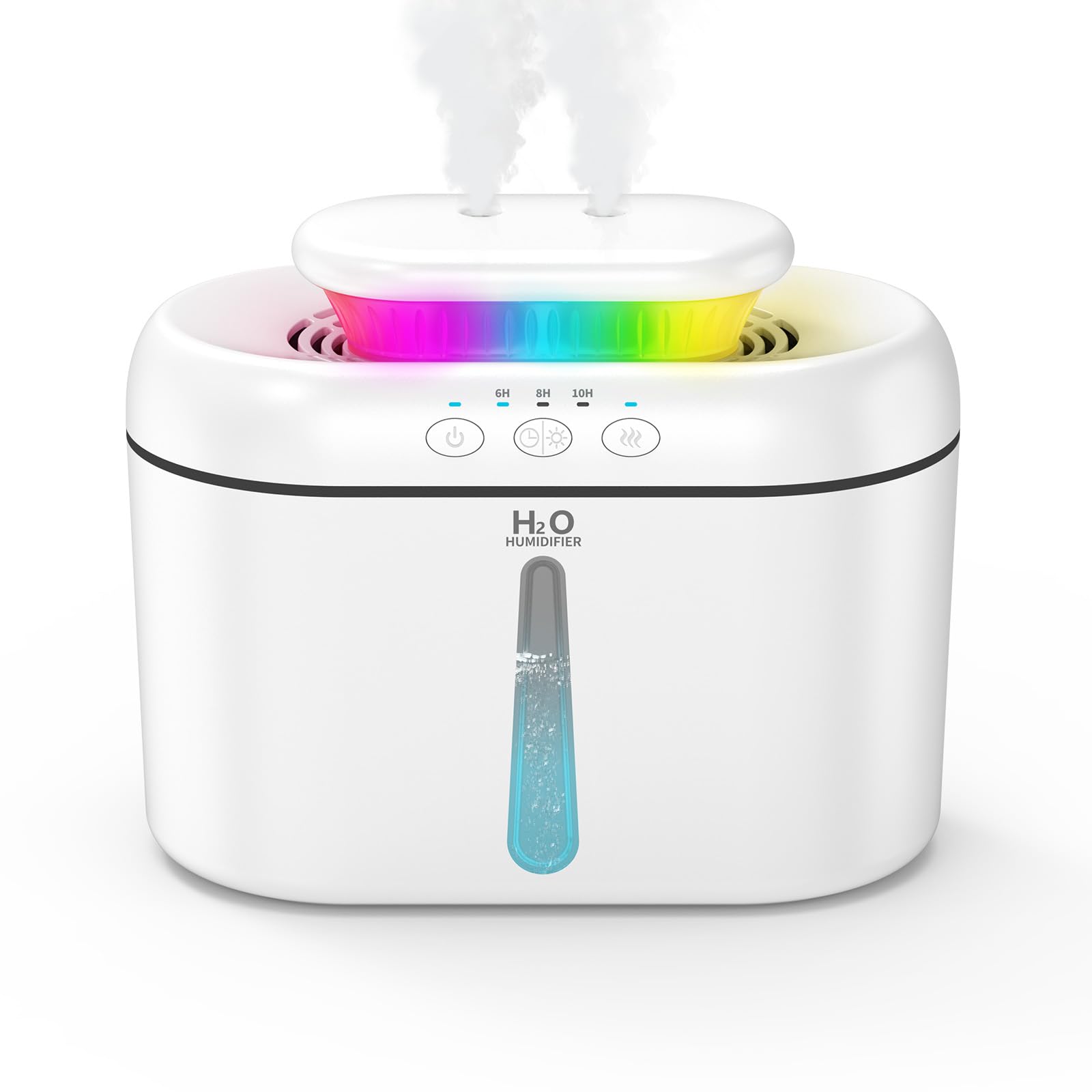 LKV Umidificatore Ambiente, Umidificatore Piante da 2000ml con Ugello a due vie con Timer, Funzione di Autospegnimento e Luce Notturna, Humidifier Ideale per Bambini, Piante e uso Domestico