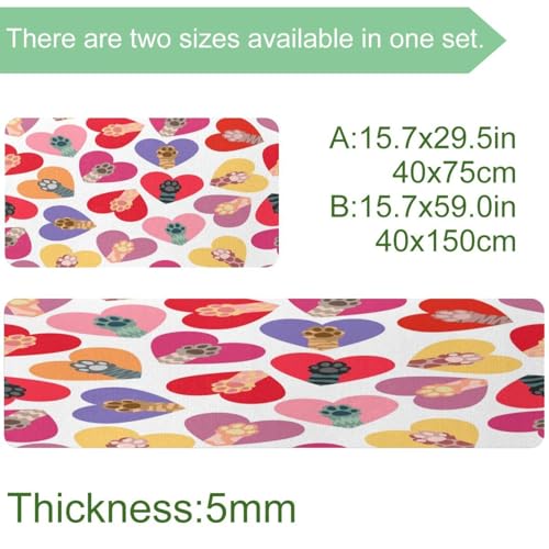 Tapis de cuisine antidérapants lavables motif chat cœur coloré tapis de couloir et buanderie - 4