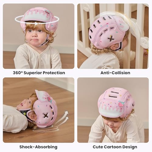 Image of Mambobaby Baby Head Protector Baby Helmet for Crawling Walking- Extra-Thick Deep Forehead Padding, Toddler Helmet 6-24 Months, Infant Safety, Ultra-Light Soft Desig-Sweetness