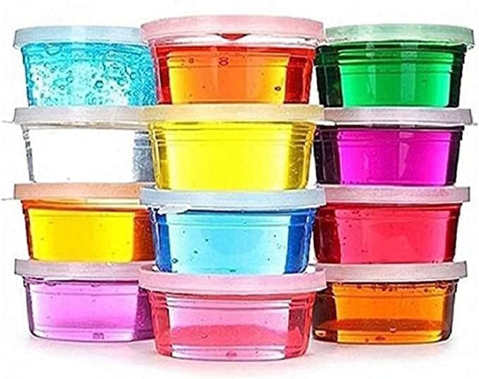 crystal clay soft slime transparent magic mud non toxic stretchy mud slime putty - non sticky, stress relief, super soft & squishy glitter sludge toy for kids and adults (set of 24)- Multi color