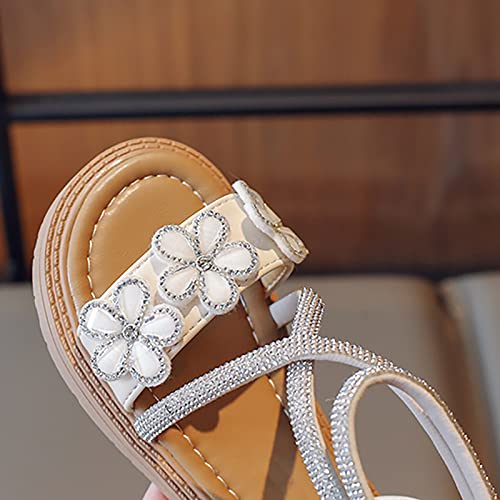 Cute Toddler Sandals Children's Girls Summer Sandals With Zipper Flower Rhinestone Open Toe Sandals Baby Sandals Size 43