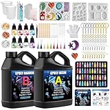 TOSUTO Resina Epossidica Trasparente Kit Principianti 1020ml - Rapporto 1:1 Colla Resina Epoxy con Indurente per Principianti per la Creazione di Gioielli, Pendenti per Collane, Fai da Te