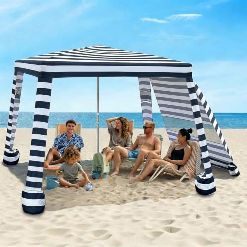 AMMSUN Portable Beach Cabana 88 Beach Canopy Easy Set up and Take Down Cabana Tent with Sand PocketsFoldable Beach Tent Sun Shelter Family-Sized Beach shelter UPF50+