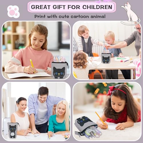 EDATOFLY Telescopic Pencil Case, Cute Standing Pencil Case Retractable Telescopic Pen Pouch Small Pencil Case Stand Up Pencil Case Pencil Bag Pencil Pouch for Girls Boys Kids (Black Cat) - Image 4