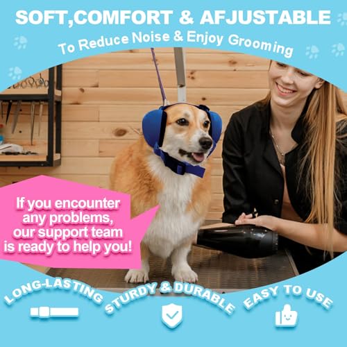 Image of PROHEAR Ungrade GEL Pads Dog Ear Muffs Hearing Protection for Dogs, NRR 28dB for Thunder, Hunting, Tourism,Large - Blue