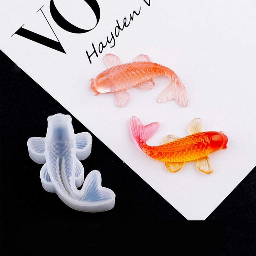 4 stks Koi Vis Siliconen Hars Mal, lyfLux Karper Goudvis Decoratie Epoxy Mold voor DIY Maken Decoratie Bonsai Sleutelhanger Hangers