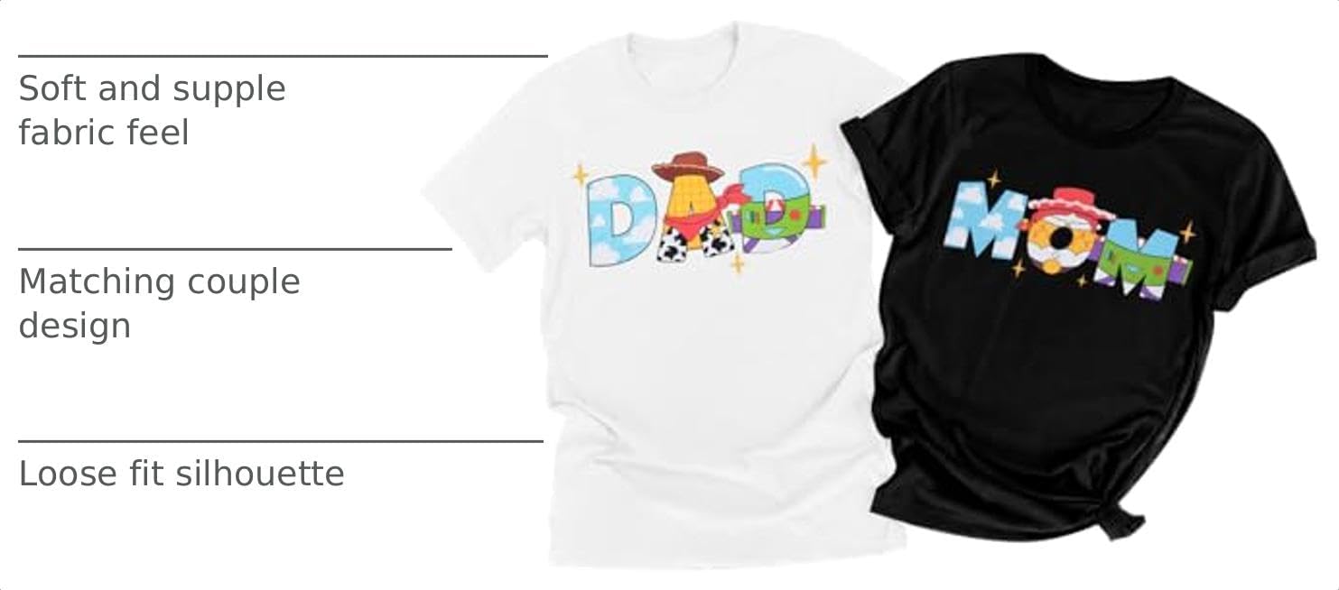 Toy Couple Shirt Family Matching Top Toy Themed Birthday Party Tee image 2