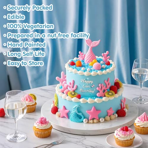 Image of Edible Mermaid Sprinkles,130g /4.58oz,Sugar Pearl Stars Jimmies Mix,Pearl Candy Ocean Sprinkles,Summer Baking Cake Fun Decorations,Perfect for Ice Cream,Cookies,Dessert,Cupcake Topper,Birthday Children's Anime Theme Party Supplies