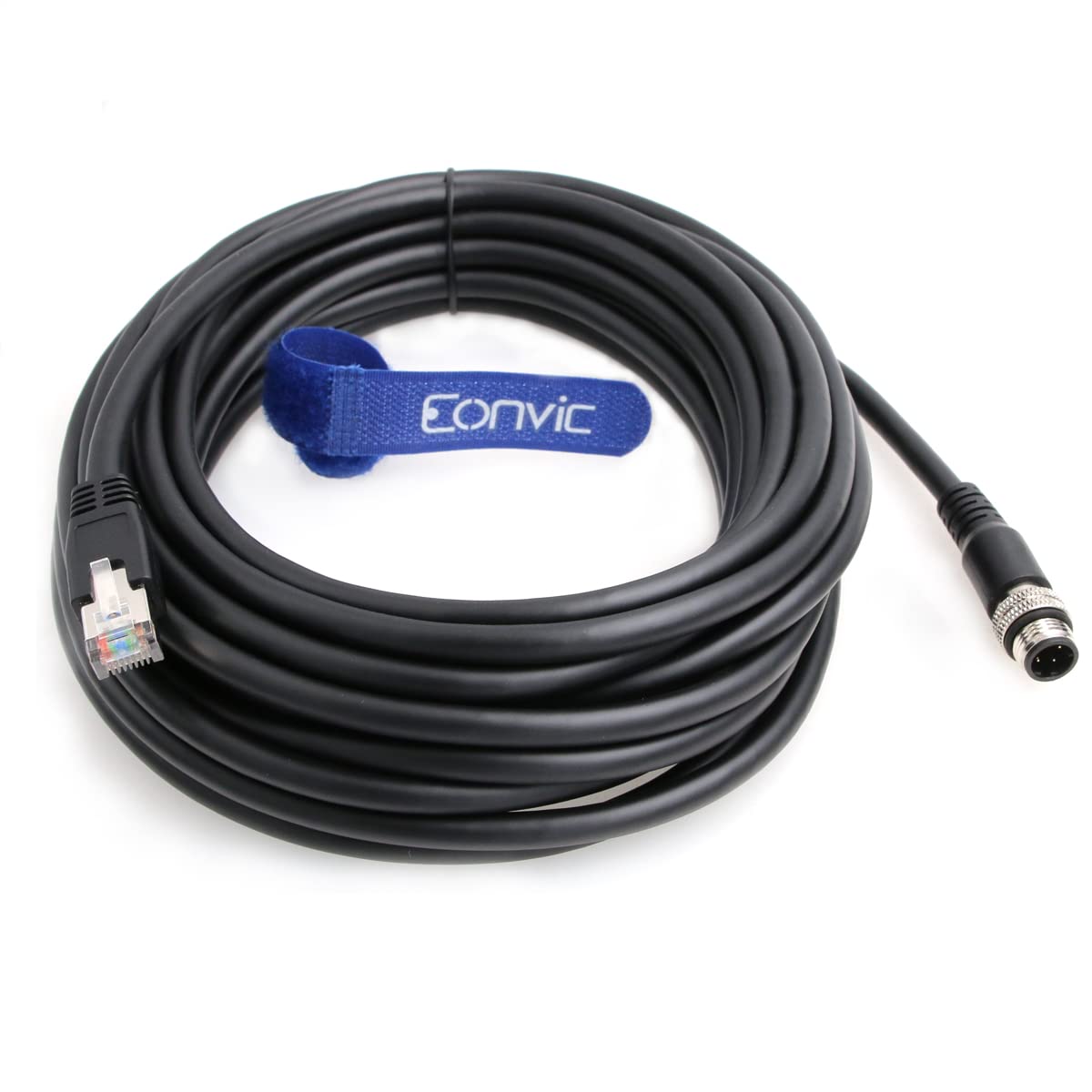 Cavo Ethernet M12 a RJ45, maschio a 4 pin con codice D, Cat5e schermato, impermeabile, per telecamere industriali, Ethernet/Profinet/IP/EtherCat (10 m, nero)