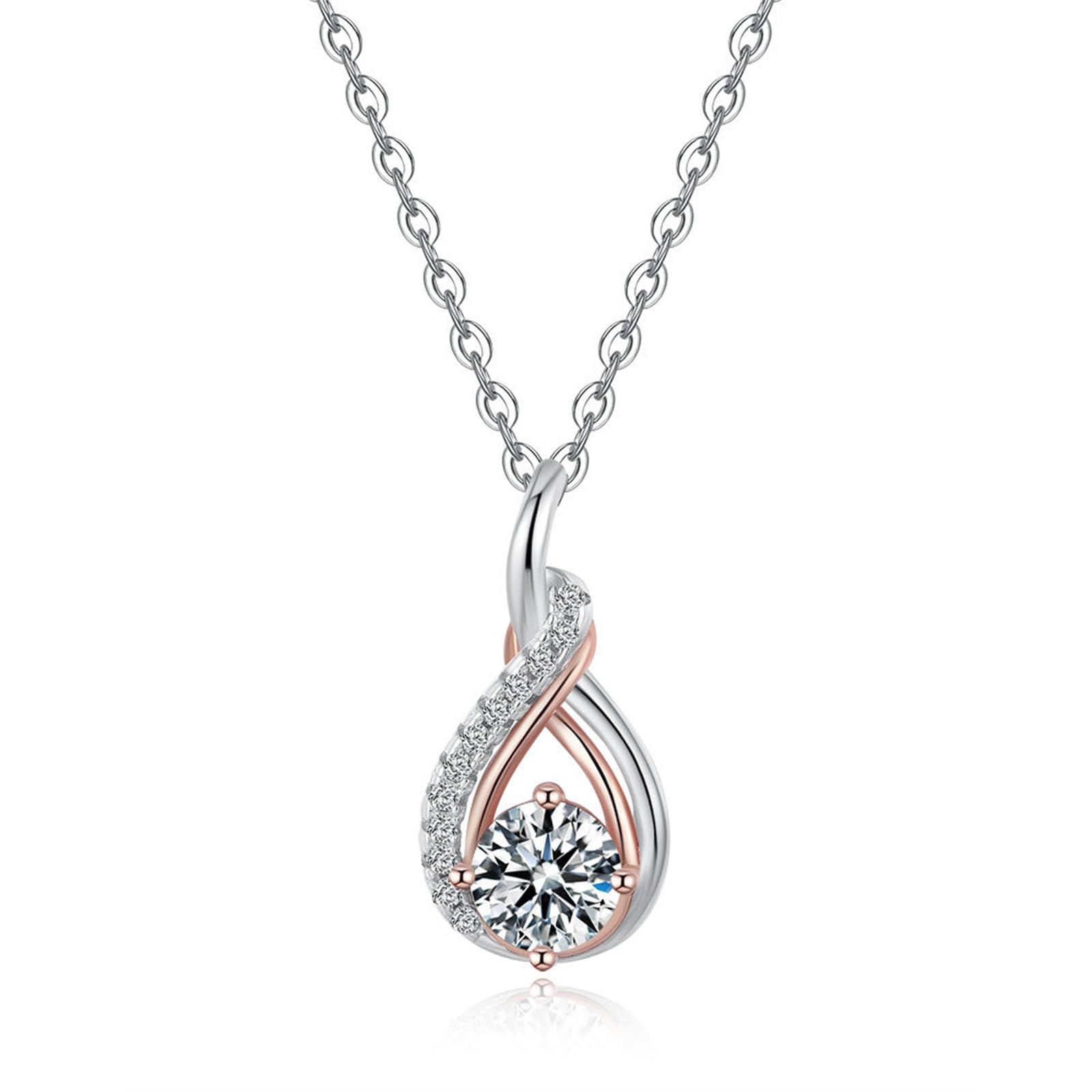 Łańcuszek damski ze srebra próby 9/14/18 karatowego złota, 0,5 ct okrągły wisiorek moissanit krople naszyjnik prawdziwe złoto