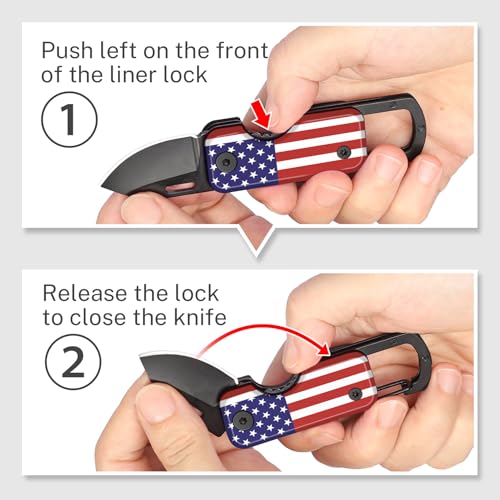 Image of ONEAGE American Flag Pocket Knife for Men - 4th of July Gifts, Independence Day Gifts, Keychain Edc Gift with 1.56inch Blade - Small Folding Knives for Camping, Fourth of July Decorations