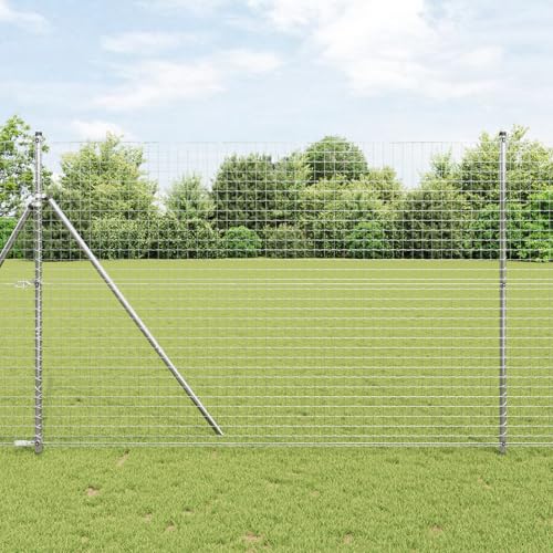 Gecheer Postes de Cerca 12 pcs Plateado 210 cm Acero galvanizado
