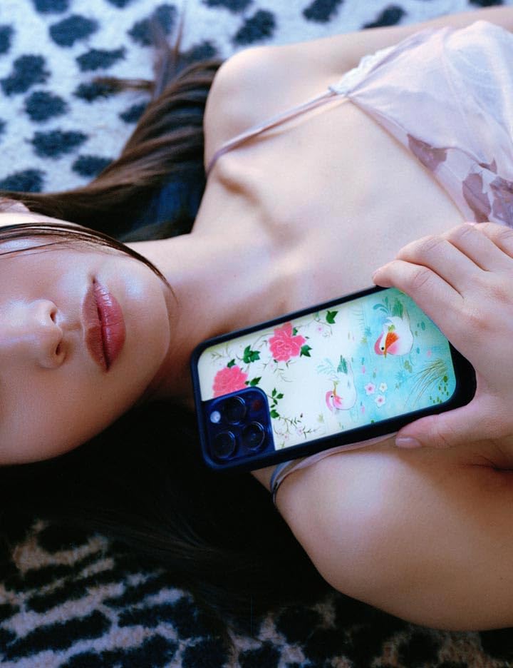 Image of Wildflower Cases - Compatible with iPhone 16 | Protective Black Bumper, 6.5ft Drop Test Certified, Women Owned Small Business | Floral Birds Pretty Aesthetic | Lovers Lagoon