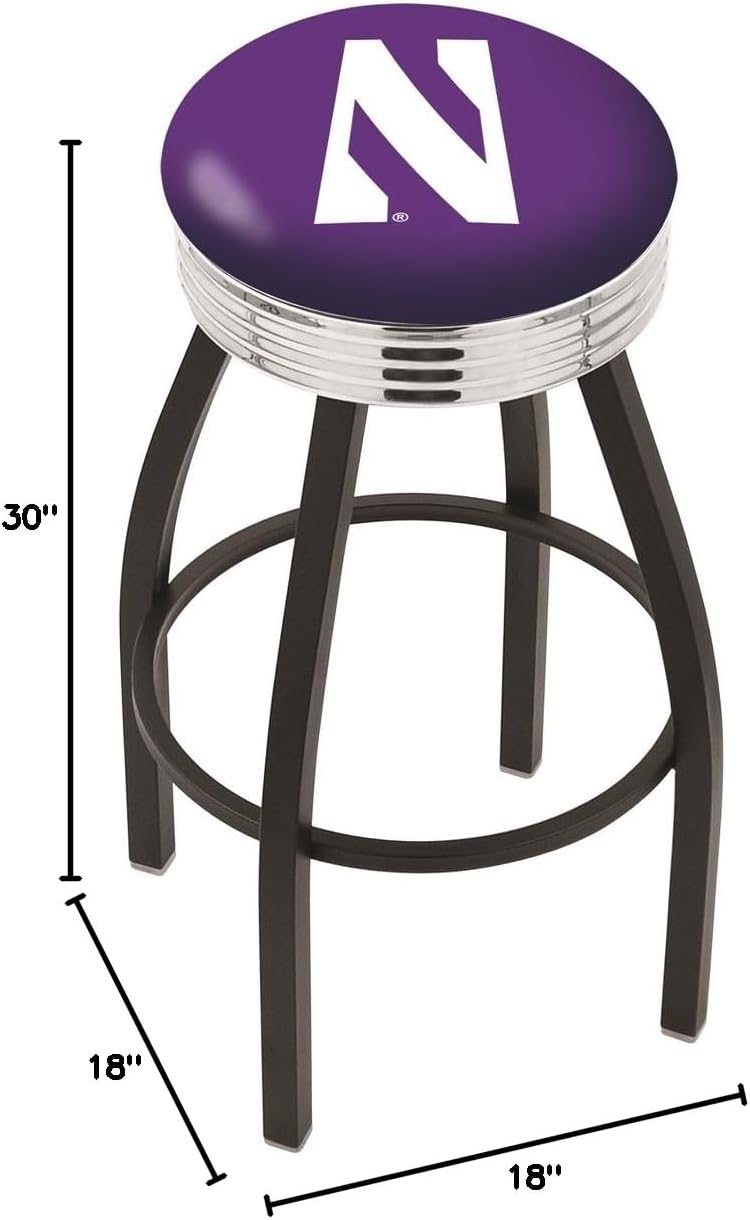HBS L8B3C Northwestern 30" Swivel Bar Stool with a Black Wrinkle and Chrome Finish