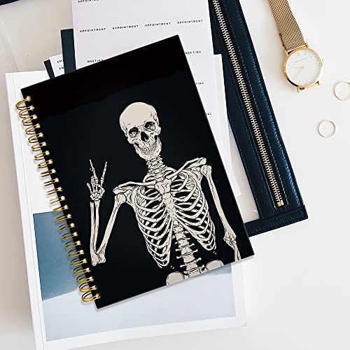 Funny Skeleton Spiral Notebook For Women Men, Writing Journal Diary Gifts For Kids Girls Boys Notebook For Journaling For Work Office School Classroom Supplies, Hardcover 160 Lined Pages 6.2" X 8.2" #TOP3