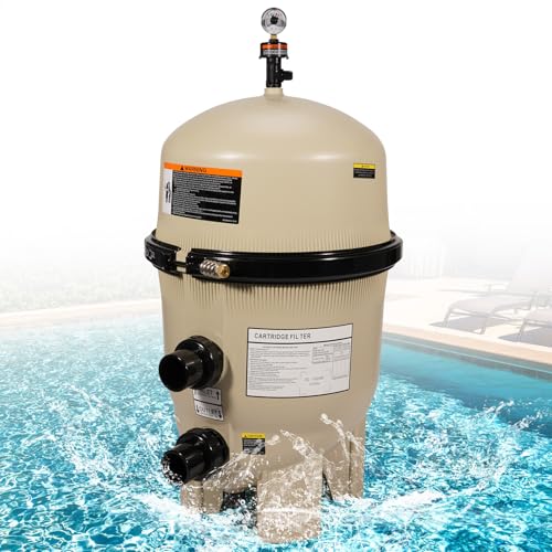 Rendrox 160340 Cartridge Pool Filter Tank Assembly-320 Square Feet 120 GPM Fit for Pentair Clean & Clear Plus Cartridge Pool Filters Fiberglass Reinforced Polypropylene Tank Cartridge Almond