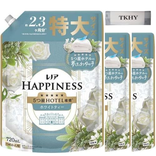 レノアハピネス 柔軟剤 夢ふわタッチ ホワイトティー 詰め替え 720ml ×3個セット + おまけ付