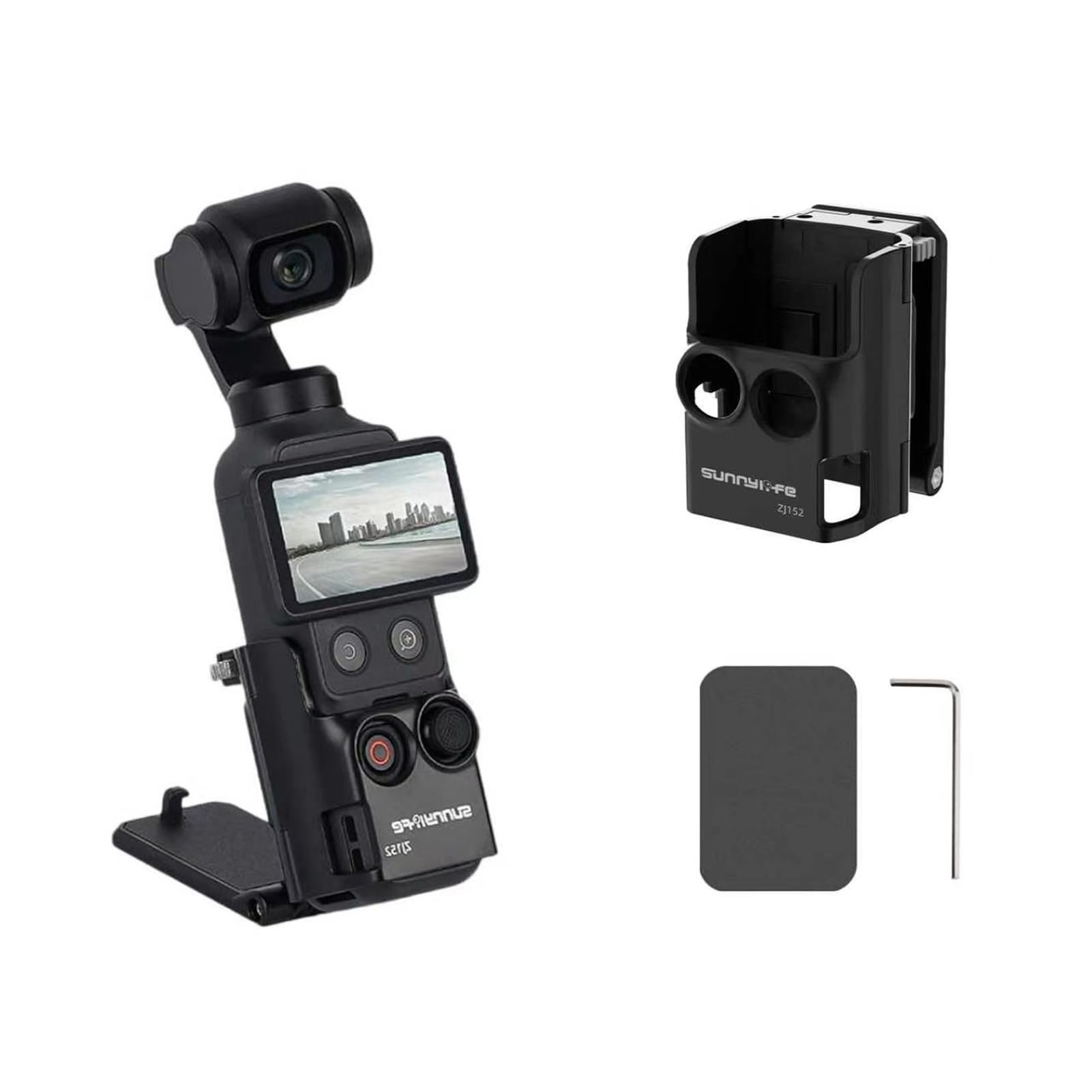 Magnetic Mount for DJI Osmo Pocket 4, 6 High-Strength Magnets 180° Adjustable Desktop Bracket, Magnetic Stand for Car/Vlog/Cycling/Time-Lapse, Includes Metal Adhesive Sheet - 48g Ultra-Light (Black)