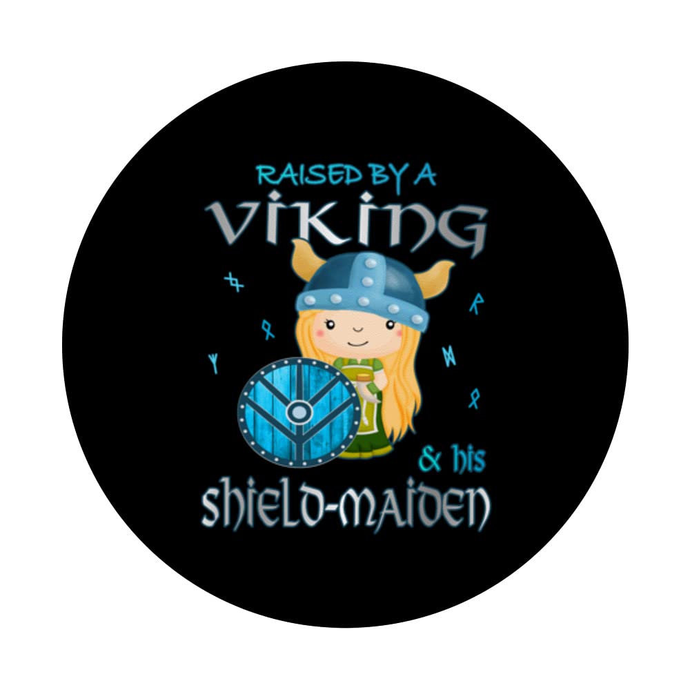 Little Shield-Maiden Raised By A Viking and A Shield-Maiden PopSockets Swappable PopGrip, Black - Image 3