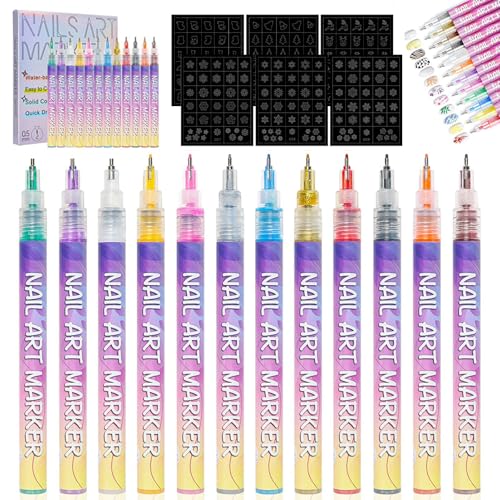 12 Colors Nail Art Pens Set, Nail Art Markers for