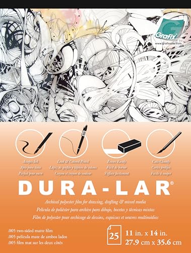 Grafix Dura-Lar 0.005' Film, Matte, Translucent 11'x14', Economical Alternative to Drafting Film, Mylar and...