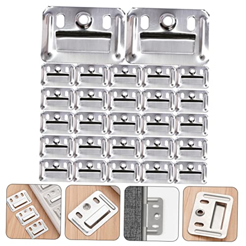 Image of CANIGHT 100pcs Wall Buckle Parts Flush Mount Brackets Picture Hanger Wpc Wall Panel Buckle French Cleat Hanger Z Clips Connector Dresser Mirror Brackets Flange Fixing Screw Stainless Steel