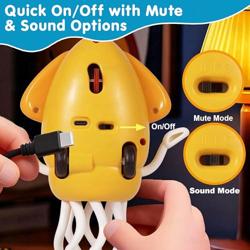 Image of Kidology Electric Crawling & Dancing Octopus - Squid Toy | Musical Tummy Time & Learning Toy with Lights for Babies & Toddlers 3-36 Months | Octopus Ideal Birthday for Boys & Girls (Yellow)