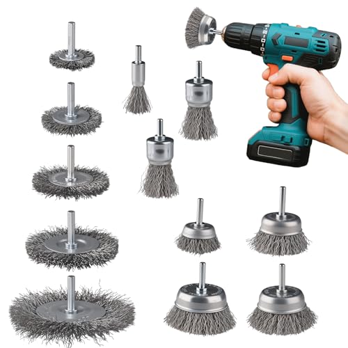 12 Piezas Cepillo Alambre Taladro, Cepillo Alambre para Taladro 6 MM, Quita Oxido Meta, para Máquinas Rectificadoras, Eliminación de Oxido, Pintura, Rebabas