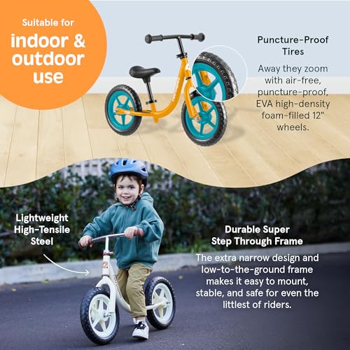 Image of Retrospec Cub Toddler Balance Bike for Ages 18 Months - 3 Years - 12in No-Pedal Beginner Bicycle with Adjustable Seat, Puncture-Proof Tires & Safe Low Frame Design