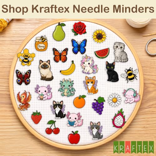 Image of Kraftex Magnetic Needle Minder. Needleminder for Embroidery & Sewing. Cute Needlepoint Accessories. Magnetic Needle Holder for Cross Stitch. Cute Magnet Pin Gift
