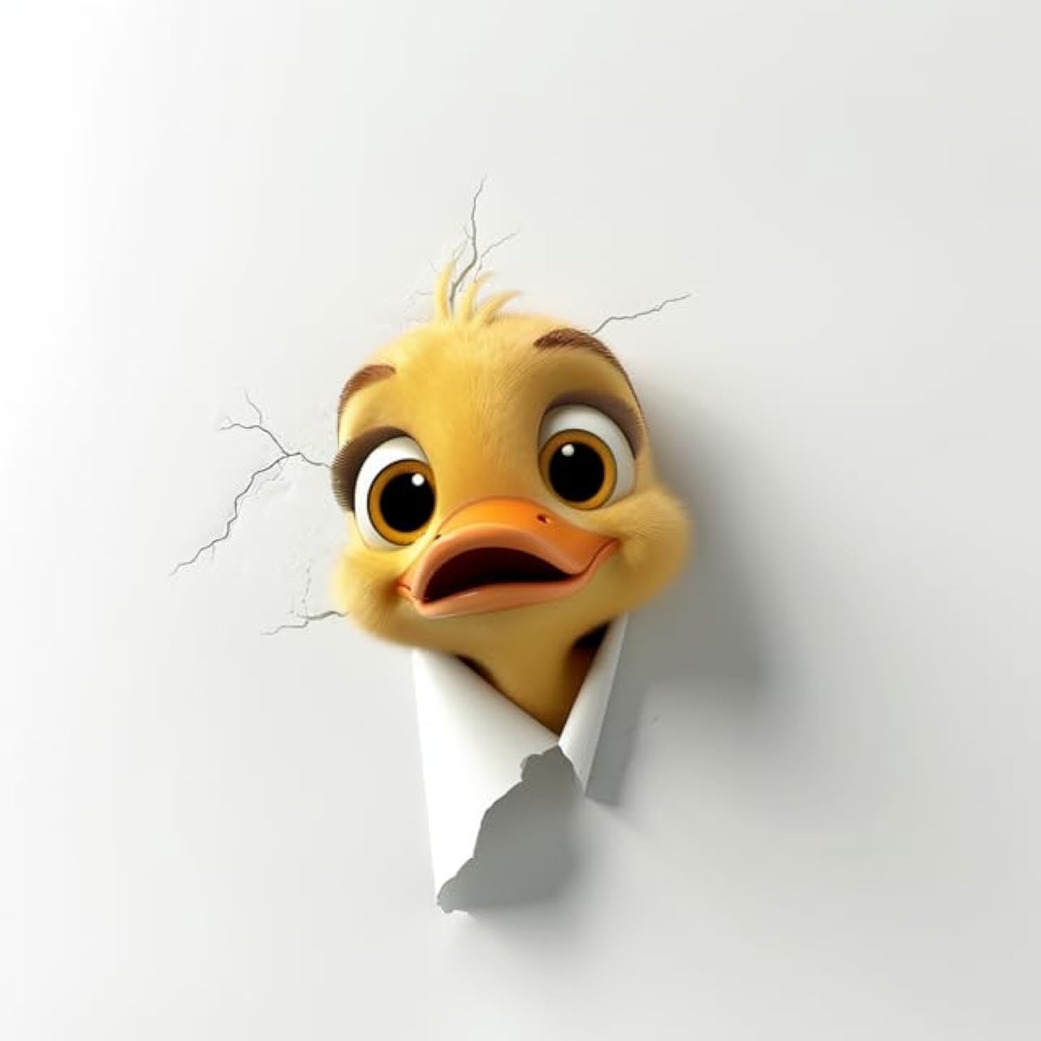 Peeking Baby Duck Car Decal Waterproof Vinyl, 3D Realistic Duckling Peeking on Window, Bumper, Window, Auto Panel, Cute Funny Car Decals for Men Women