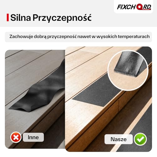 FIXCHORD Antypoślizgowa taśma klejąca, 5m*150mm taśma antypoślizgowa, do użytku wewnątrz i na zewnątrz, nieślizgająca się taśma na biegi schodów, wodoodporna, 80 ścierniwo, Żółto-czarny