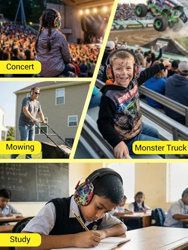 Image of Dr.meter Kids Ear Protection for Monster Jam, 27.4dB Noise Cancelling Headphones for Kids Toddlers, Adjustable Ear Muffs for Adults Noise Reduction in Airplane, Fireworks, Concerts and Sports