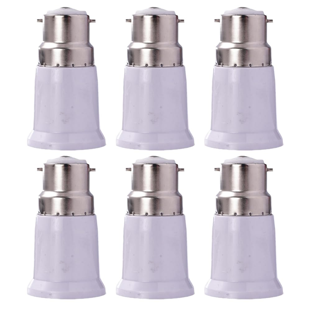 EIRZNGXQ B22 to E27 Socket Converter, B22 to E27 Adaptor, B22 to E27 Switch Lamp Holder, Light Bulb Socket Adapter, Fixture Replacement LED Lamp Screw Base Halogen Bulb Holder Converter (6pcs)
