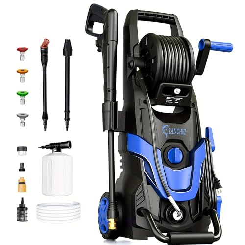 4800PSI Power Pressure Washer W/ 500ML Foam Cannon, 6 Quick Connect Nozzles, 35ft Hose & Water Filter for Car Wash, Home, Driveway, Patio, Fence Cleaning