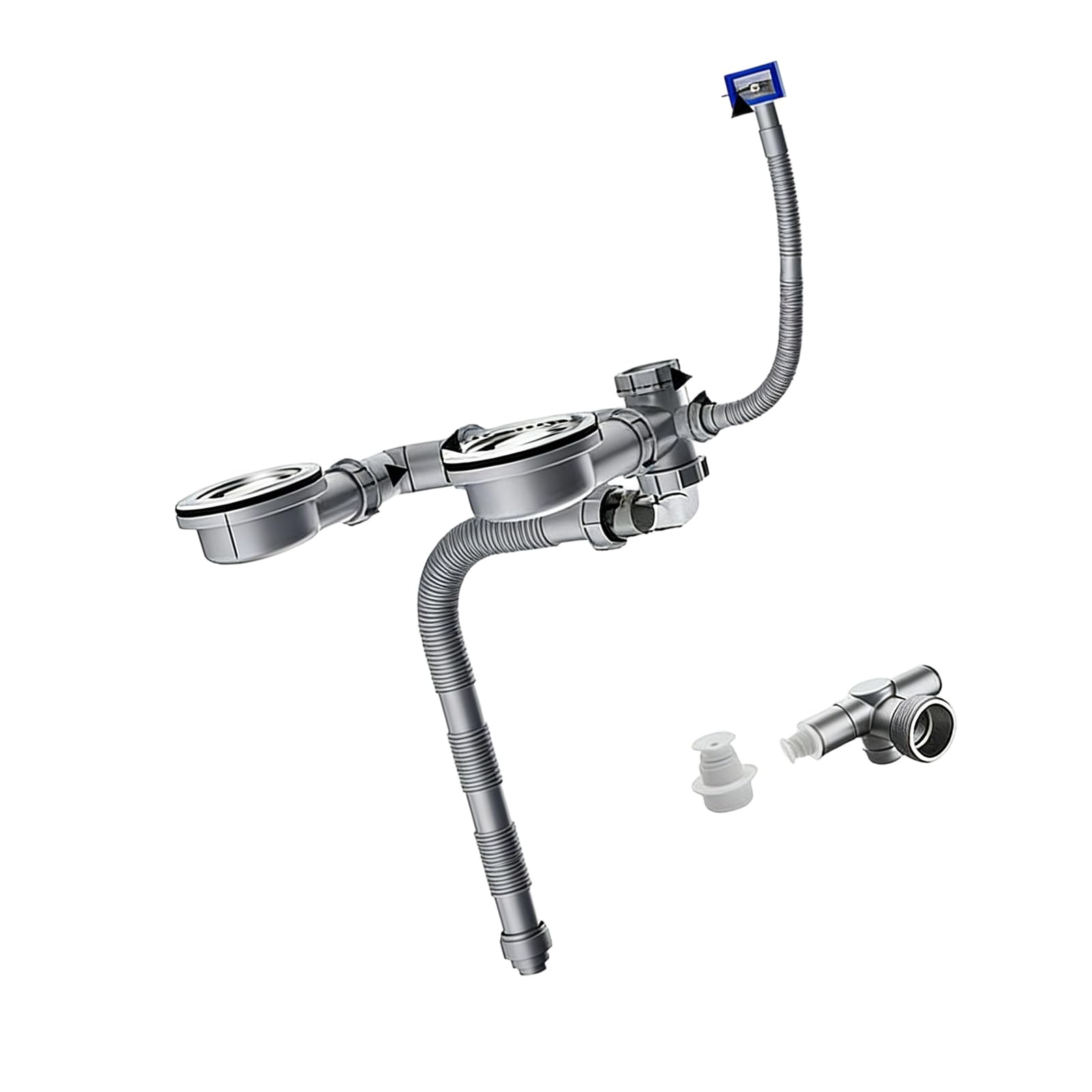 Setchen Washbasin Sink Bathroom Downpipe Fittings Flexible Connection Single/Double Sink Drain Pipe Set Enduring Single/Double Drain Pipe Set