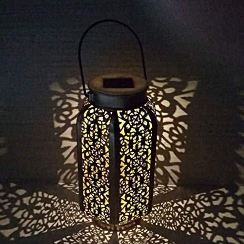Preisvergleich Produktbild lailongp Schmiedeeisen-Solarlaternen-Lichter, tragbare Melonen-Kürbis-Form-hohle Garten-europäische Tischlampe