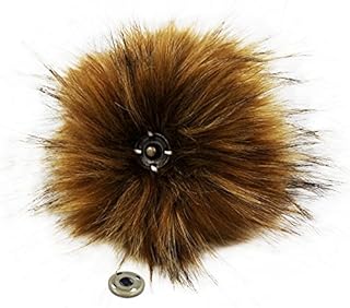 Furling Pompoms Pack of 12pcs Fluffy Faux Raccoon Fur Pom Poms Ball with Press Button for Knitting Hats 4.3 Inches (Colorful Mix)