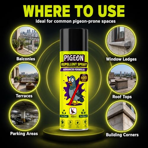 Image of Pigeon Repellent Spray for Balcony, Windows & Outdoor Use | Anti Pigeon Spray for Home, Terrace, AC Outdoor Unit, Roof, Ledges & Parking Areas | Bird Deterrent 100ml (2 x 100ml)