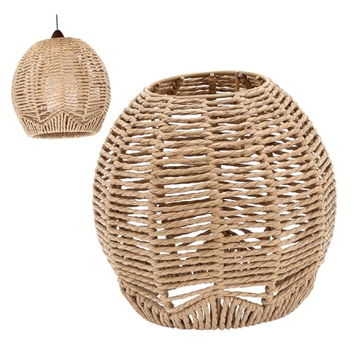 INOOMP 創造的な編み込みランプシェード ペンダントライト用 丈夫で壊れにくい 新中式?藤編デザイン 和室やレストラン向け おしゃれなカ