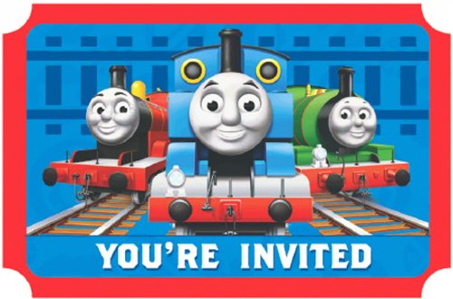 Amscan Thomas The Tank Engine Birthday Party Die-Cut Postcard Invitations, Paper, 3