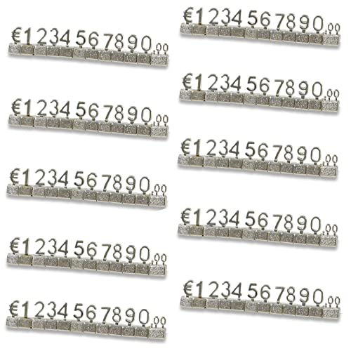 MACHSWON 50 piezas etiqueta de precio digital 3D estantería de metal ajustable EUR € precio cubo kit para tienda exhibición joyería reloj tienda oficina pantalla precio etiquetas plata