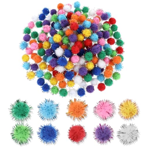 Tyqour 200 Pièces mini pompons loisirs créatifs 15mm Multicolores Craft Petit Pompons,Enfant DIY Artisanat Fabrication Créatif Décoration Pompoms pour...