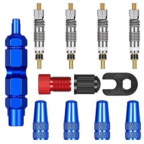 12 Teile Fahrrad Ventil-Einsatz, Französisches Ventil Sclaverand Presta Ventileinsatz, Schrader Valve Core, Ventilkappen, Presta Schrader Konverter, Ventilkernentferner-Werkzeug Cover