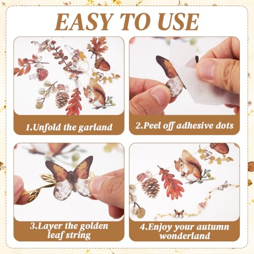 Image of Fall Autumn Hanging Decorations - 1Pcs Mushroom & Fallen-Leaves Fairy Tale Paper Banner Bunting