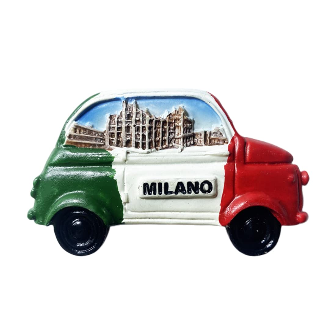 Wedarego Milan Italy 3D Car-Shaped Fridge Magnet Souvenir Gift,Resin Handmade Milano Refrigerator Magnet Home & Kitchen Decoration Collection