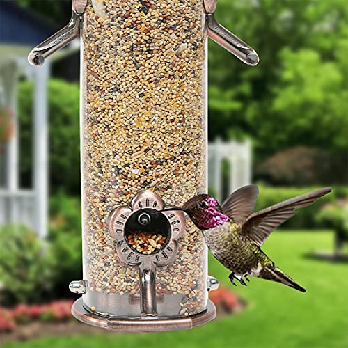 Opknoping Bird Feeder Outdoor Wild Bird Feeder Kleine Korrels Container Flower-vorm Roestvrijstaal Feeder voor Garden… - Afbeelding 8