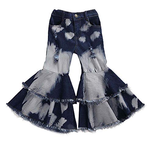 MAINESAKA Toddler Girls Ruffle Flare Jeans Bell Bottom Trousers Long Pant