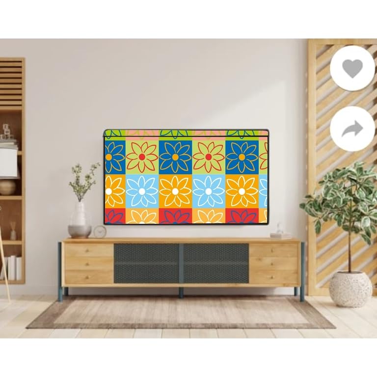 Mahal Creation PVC Printed LED TV Cover 32 Inch, Waterproof and Dustproof Cover (Multi Flower)